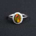 Black Opal Halo Ring