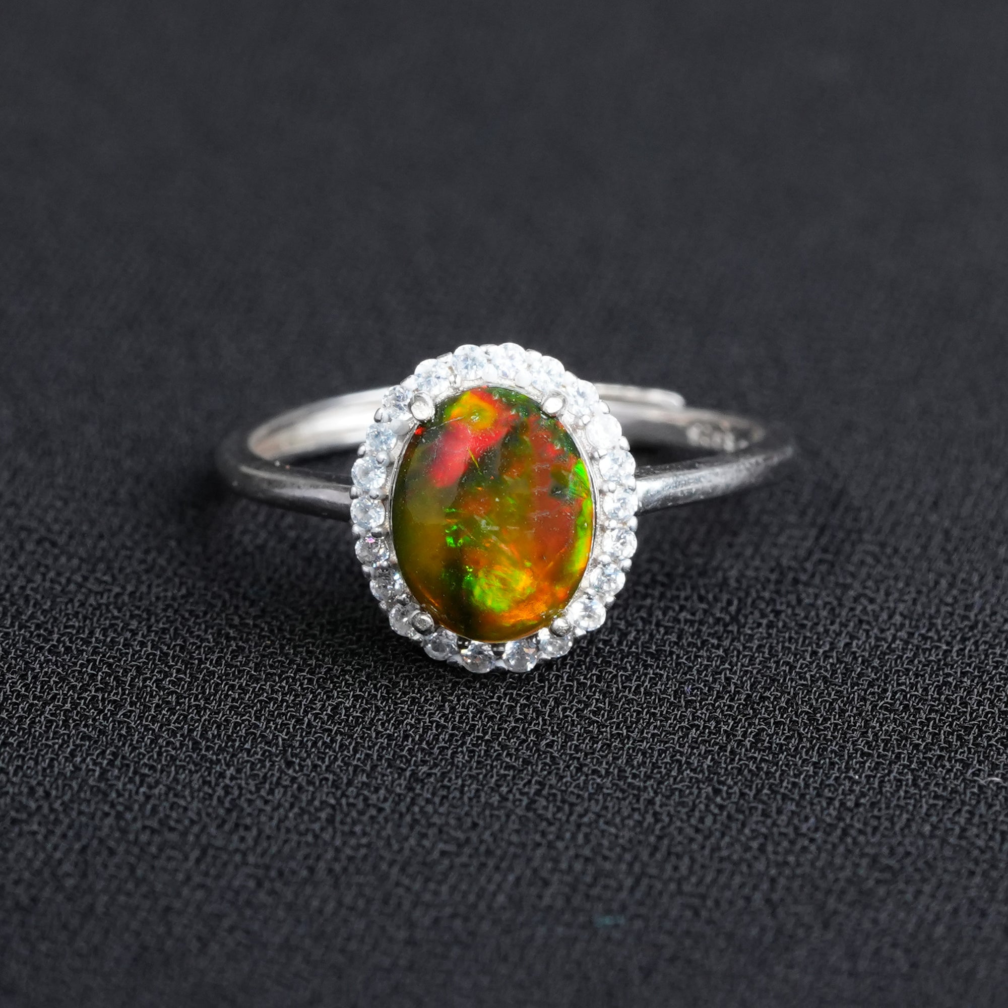 Black Opal Halo Ring