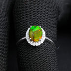 Black Opal Halo Ring