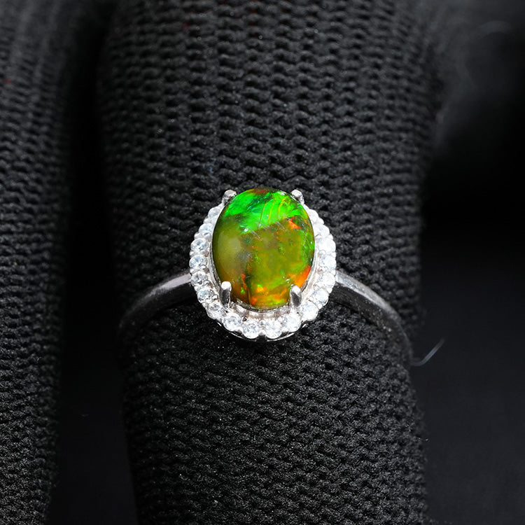Black Opal Halo Ring