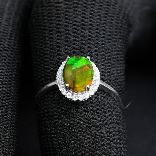 Black Opal Halo Ring
