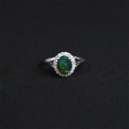 Black Opal Halo Ring - Split Shank