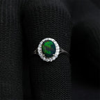 Black Opal Halo Ring - Split Shank