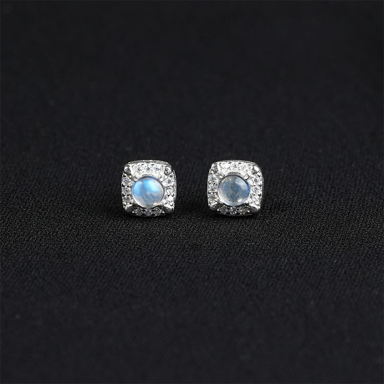 Moonstone Halo Earrings
