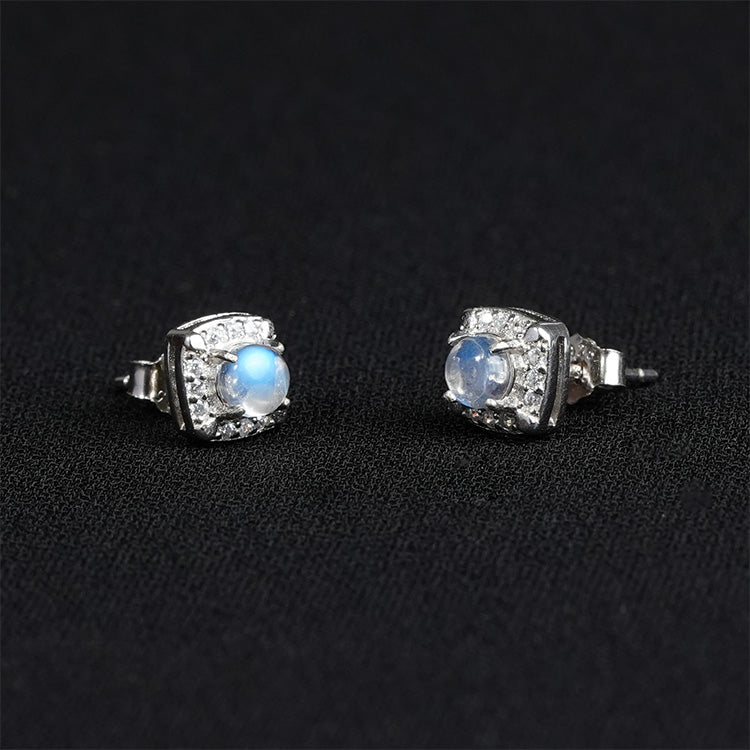 Moonstone Halo Earrings