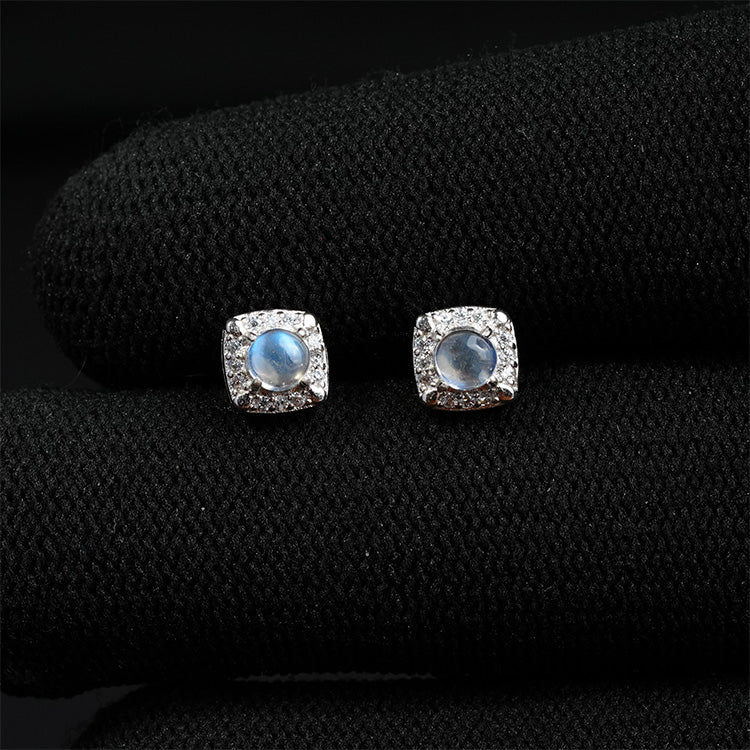 Moonstone Halo Earrings